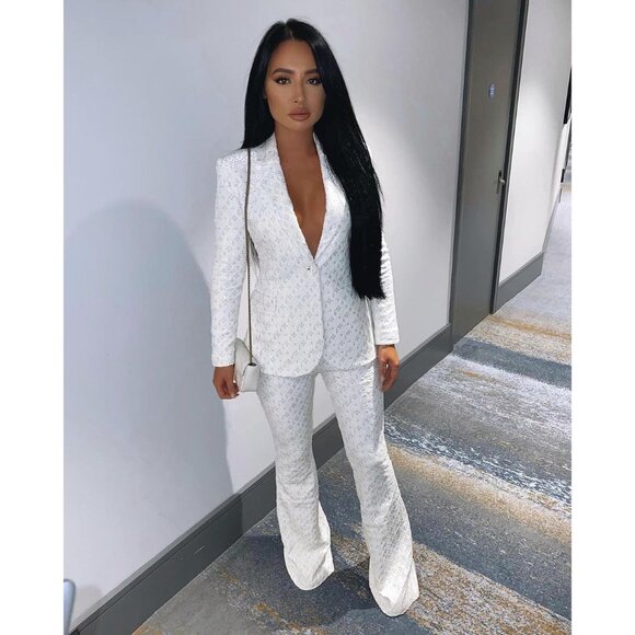 Nadine Merabi Meghan Blazer Jacket in White - Picture 3 of 6